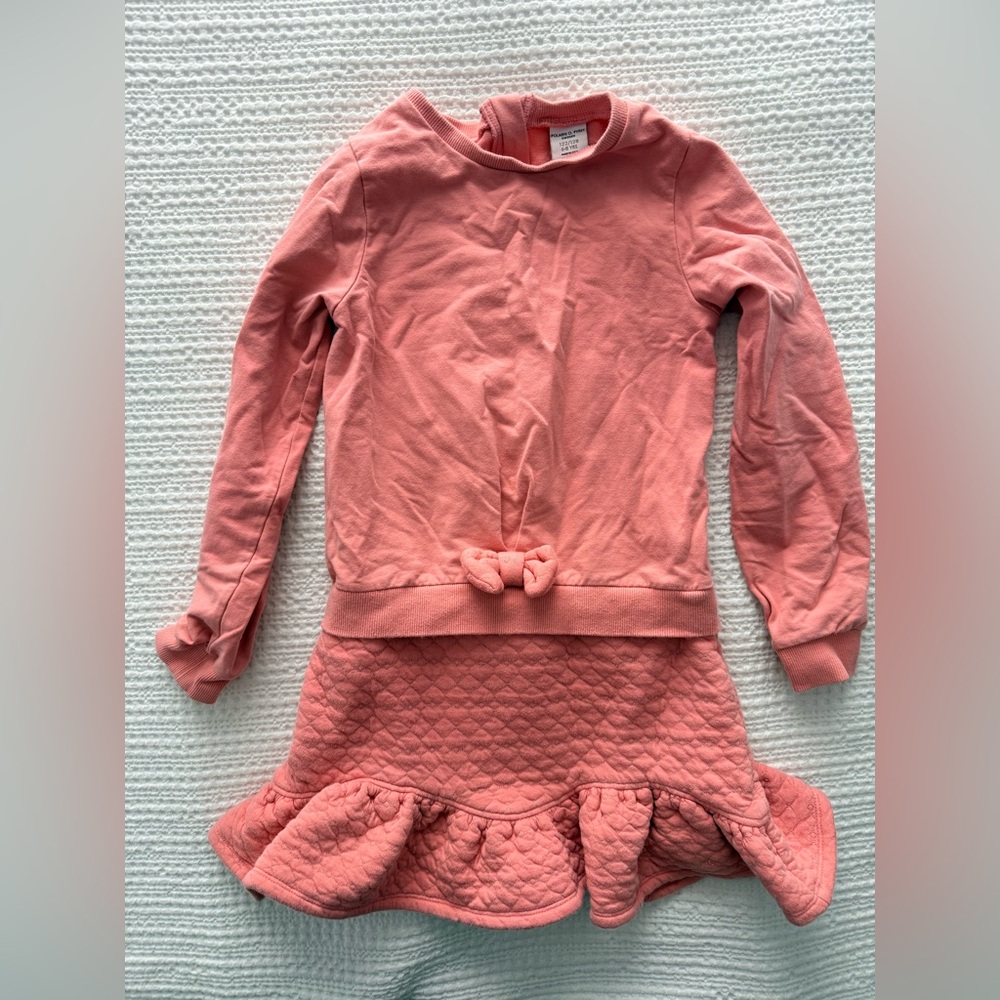 Polarn O. Pyret Pink Coral Quilted Ruffle Dress